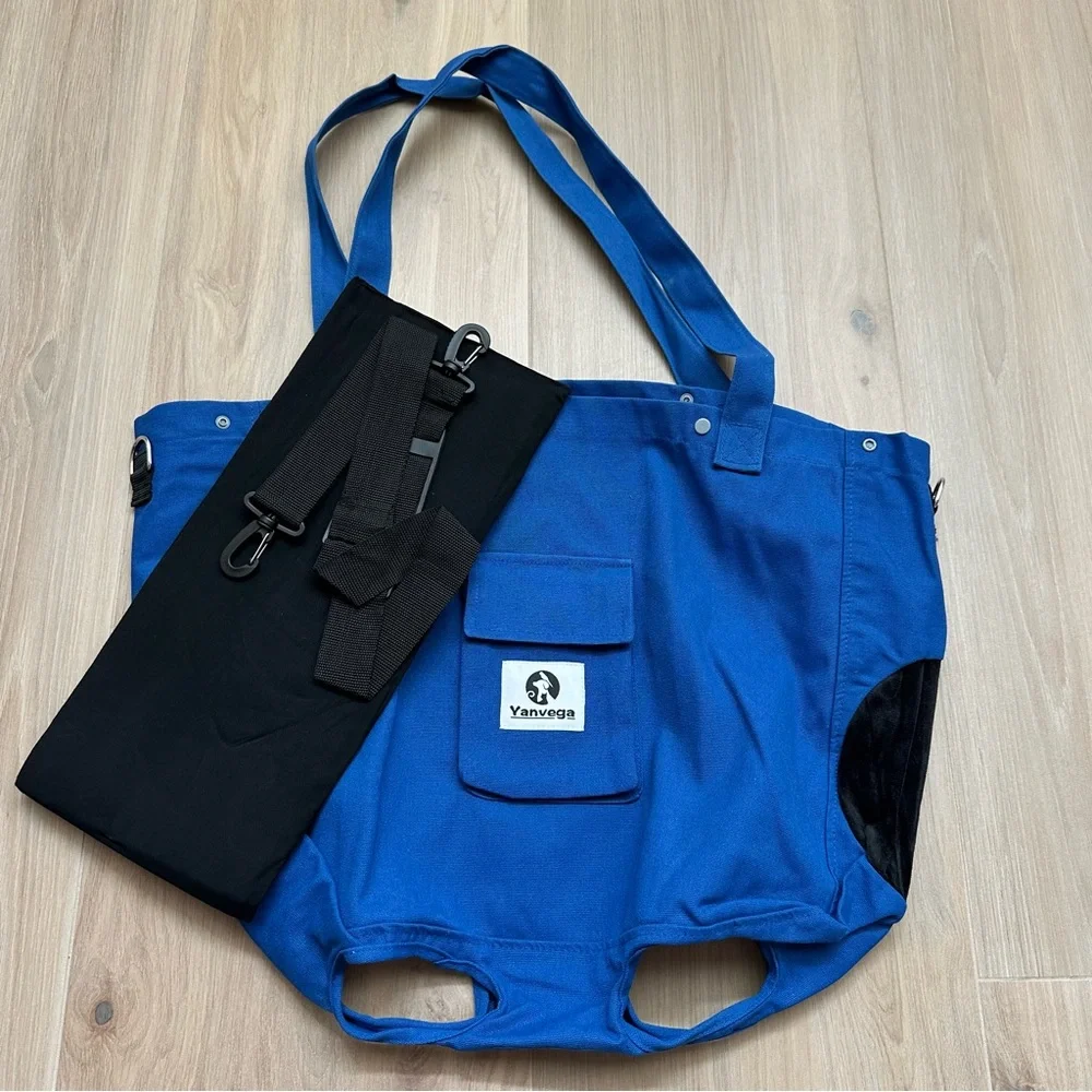 Pet Soft Travel Carrier Tote XL Bag 16-30 lbs Crossbody Strap Dog Cat Blue NEW